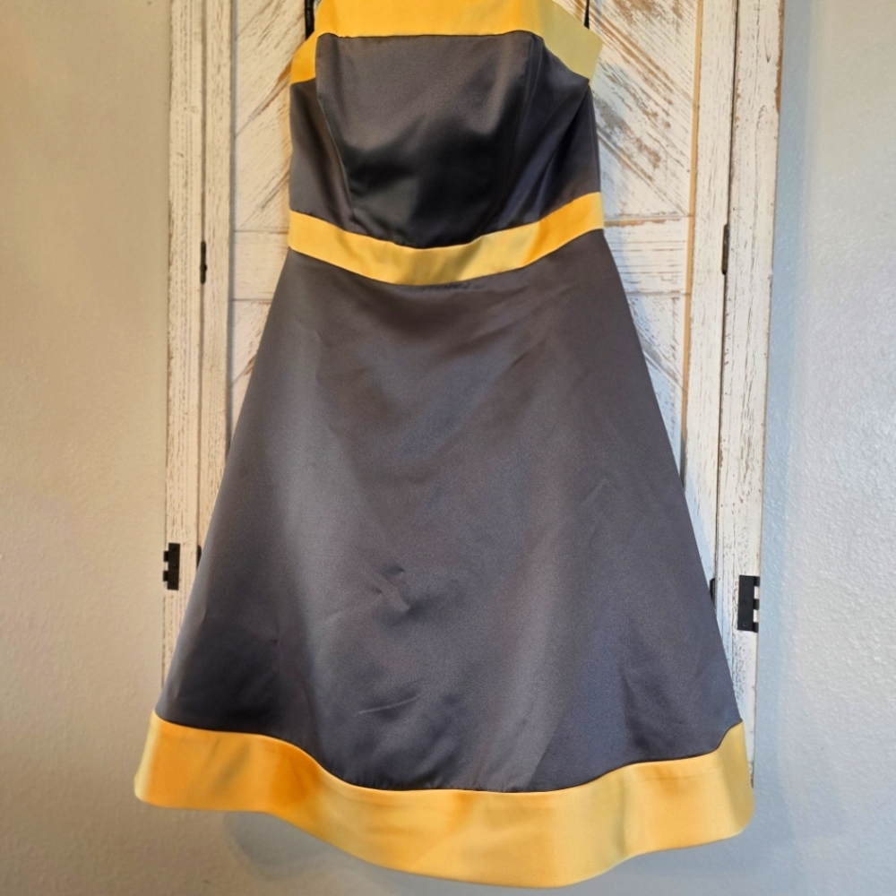 Alfred Angelo Strapless Dress in Charcoal and Sunshine